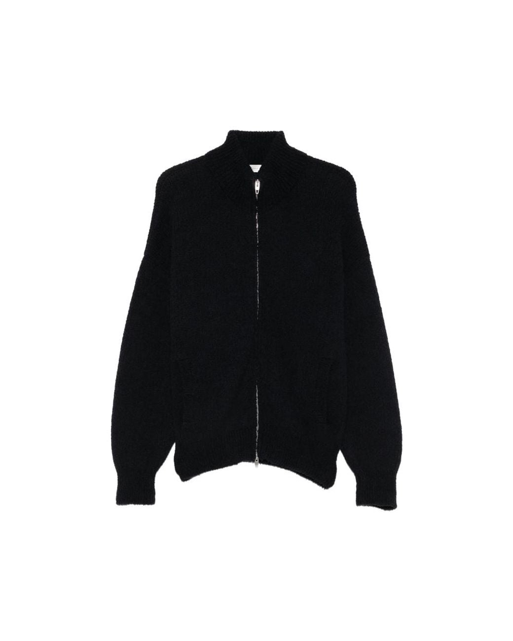 Umit Benan Black Suvretta Zip-Up Ribbed-Knit Cardigan for men