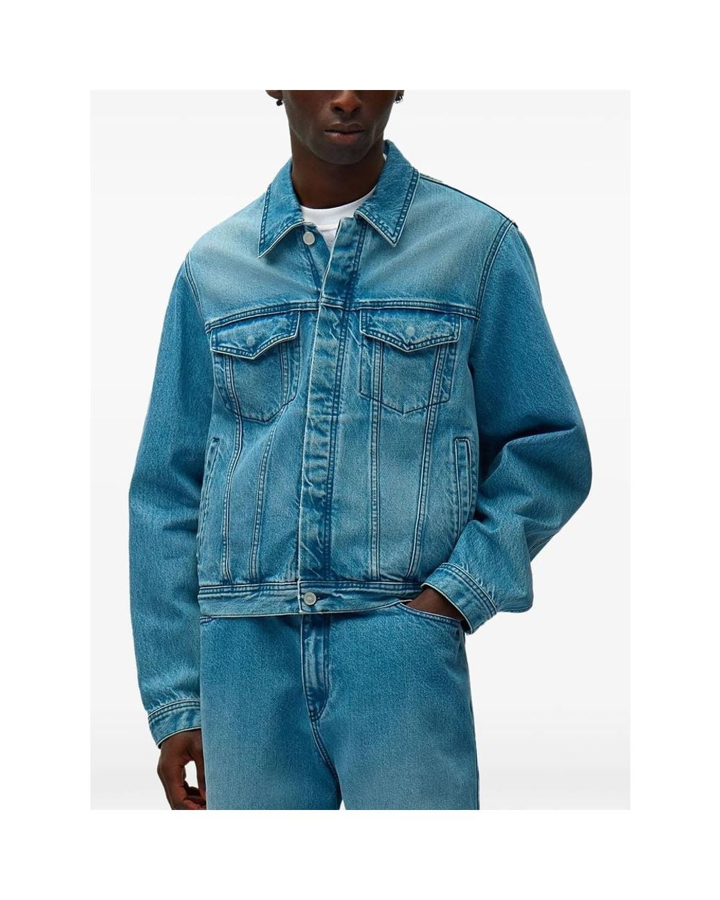 Arte' Blue Logo-Patch Denim Jacket for men