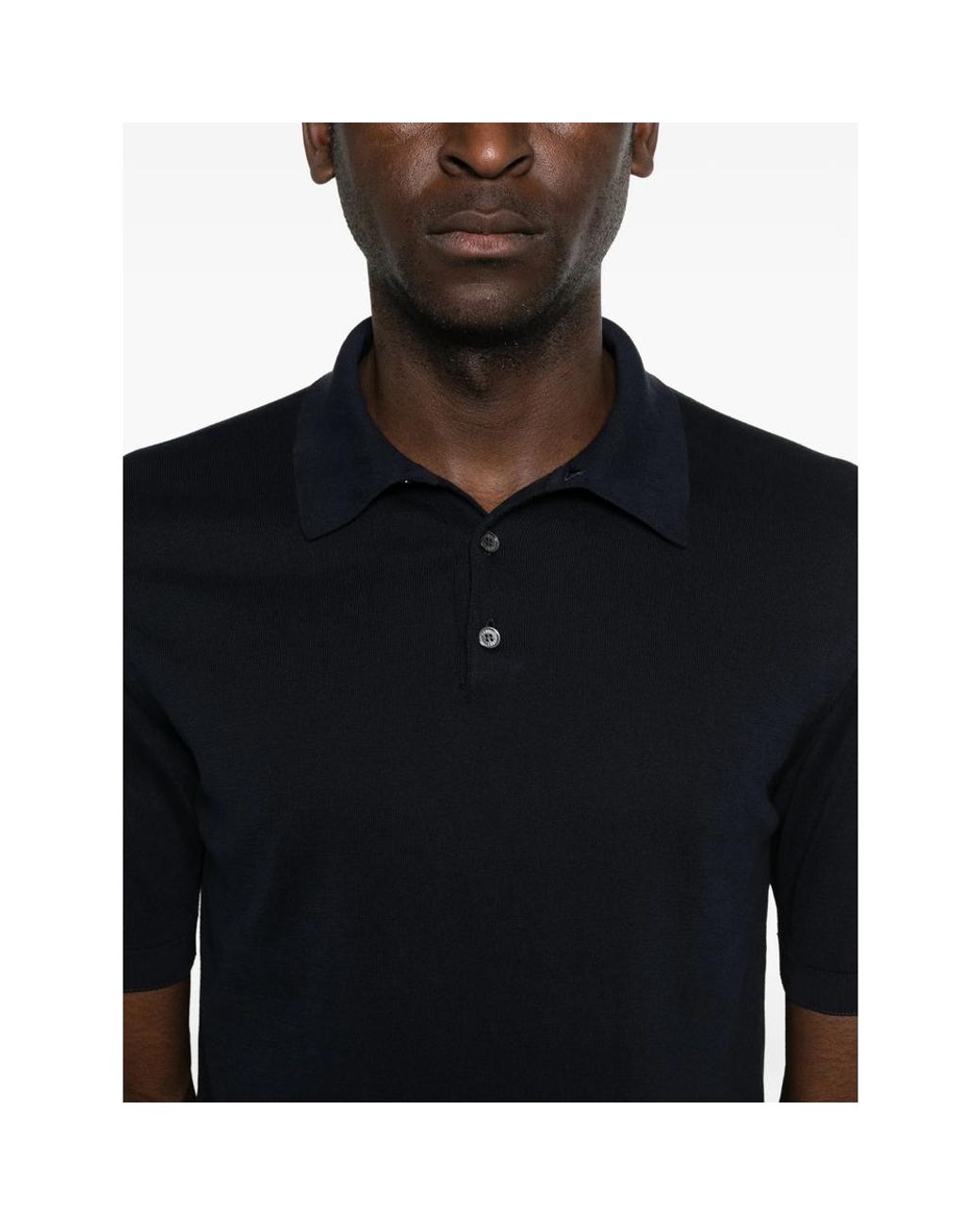 Fedeli Black Button-Up Polo Shirt for men