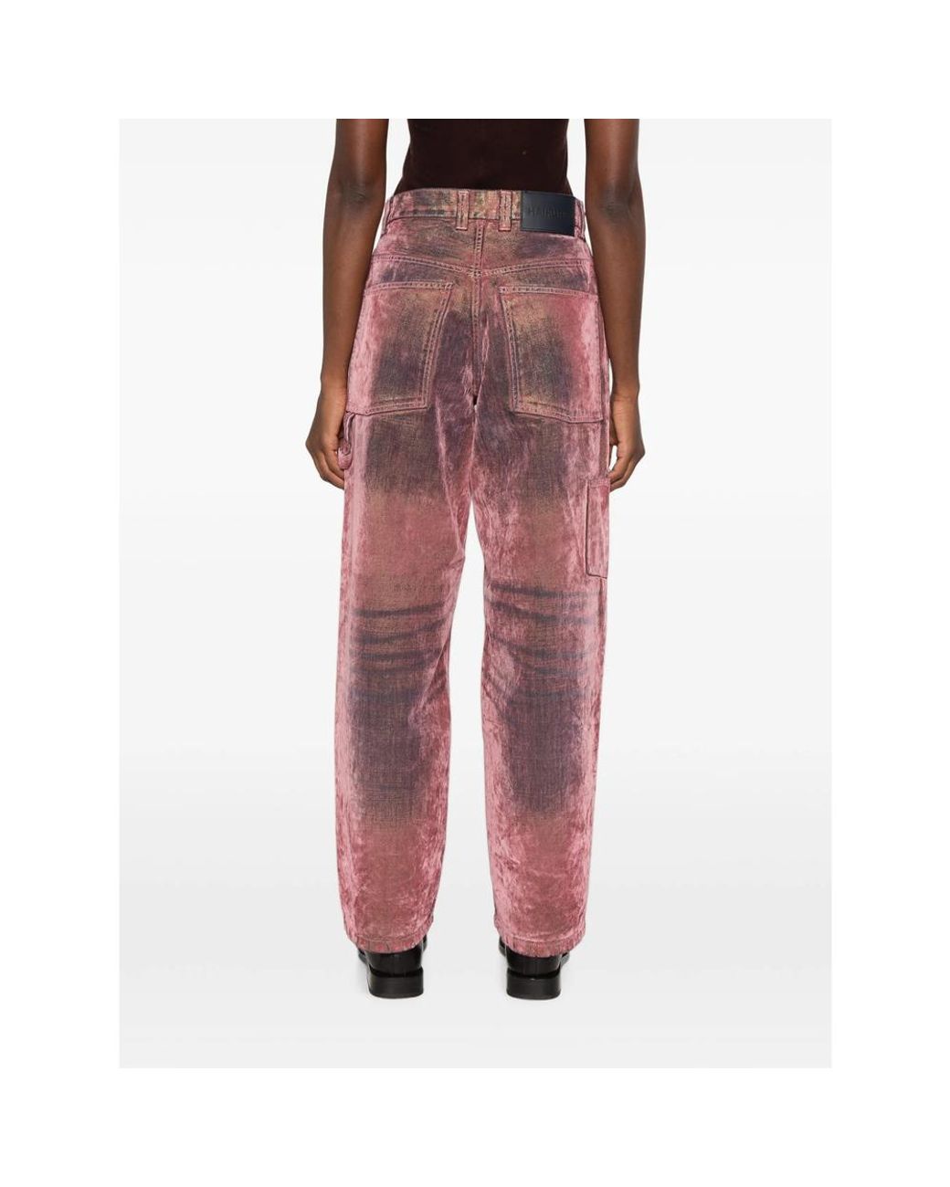 Haikure Red Washed-Effect Hammer-Loop Jeans