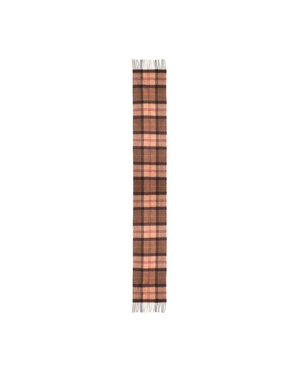 Barbour Brown Fringed Plaid Scarf for men