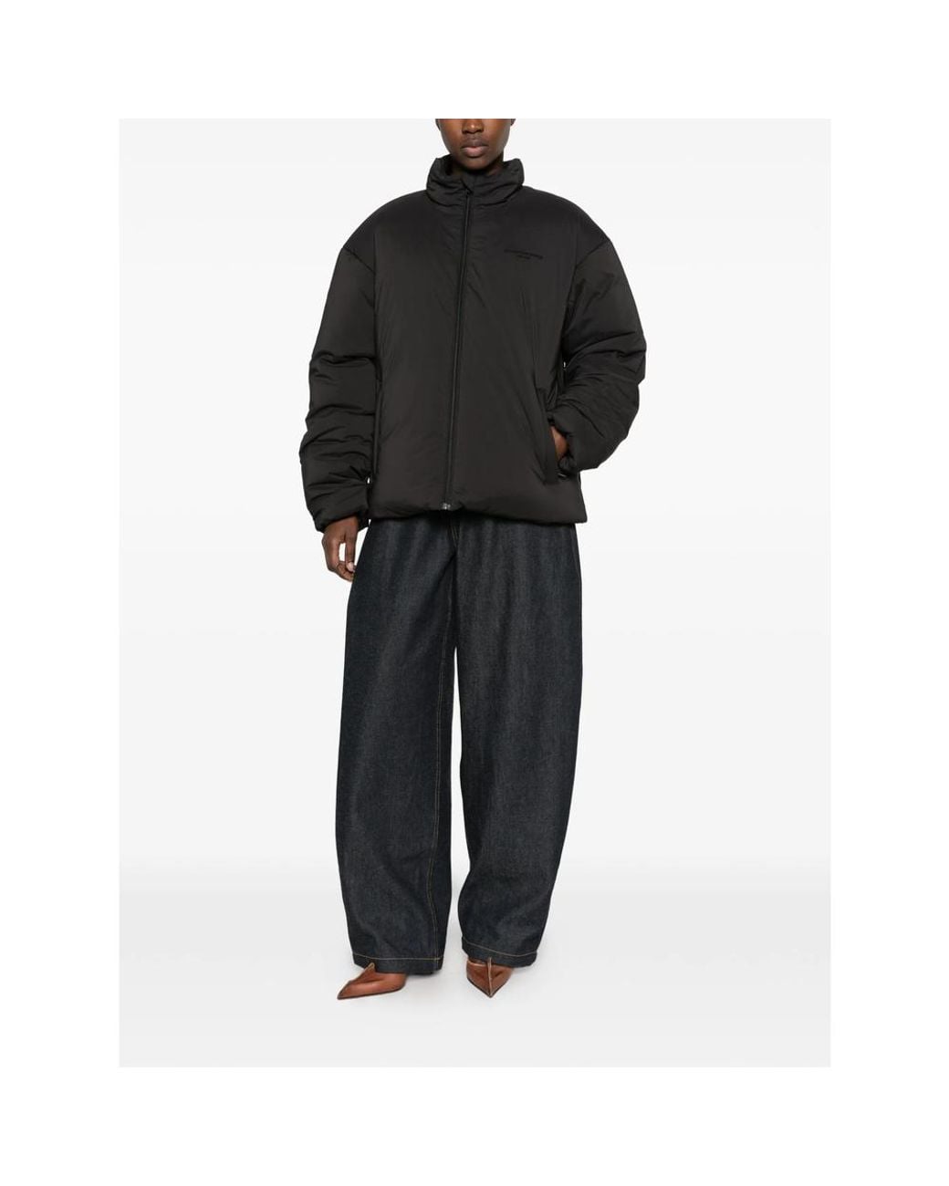 Alexander Wang Black Logo-Embroidered Puffer Jacket
