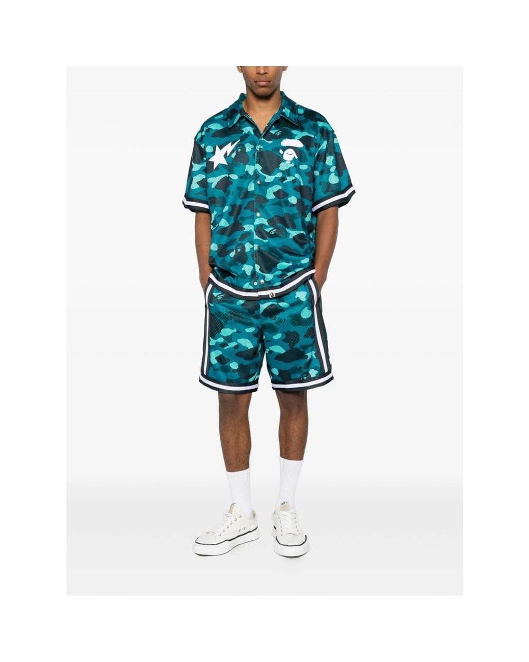 A Bathing Ape Blue Track Shorts for men