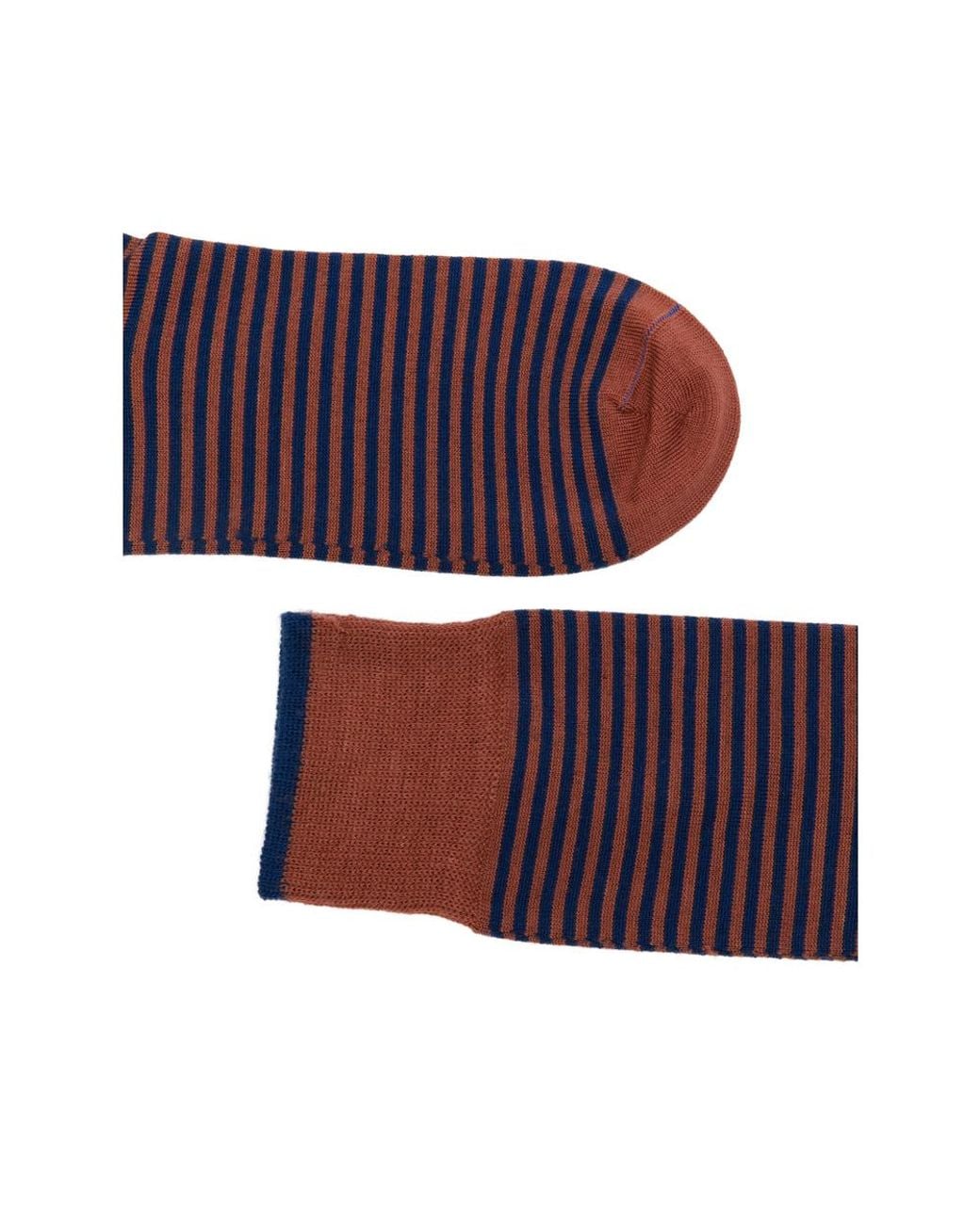 ANT45 Purple Thin Short Horizontal-Stripe Socks for men
