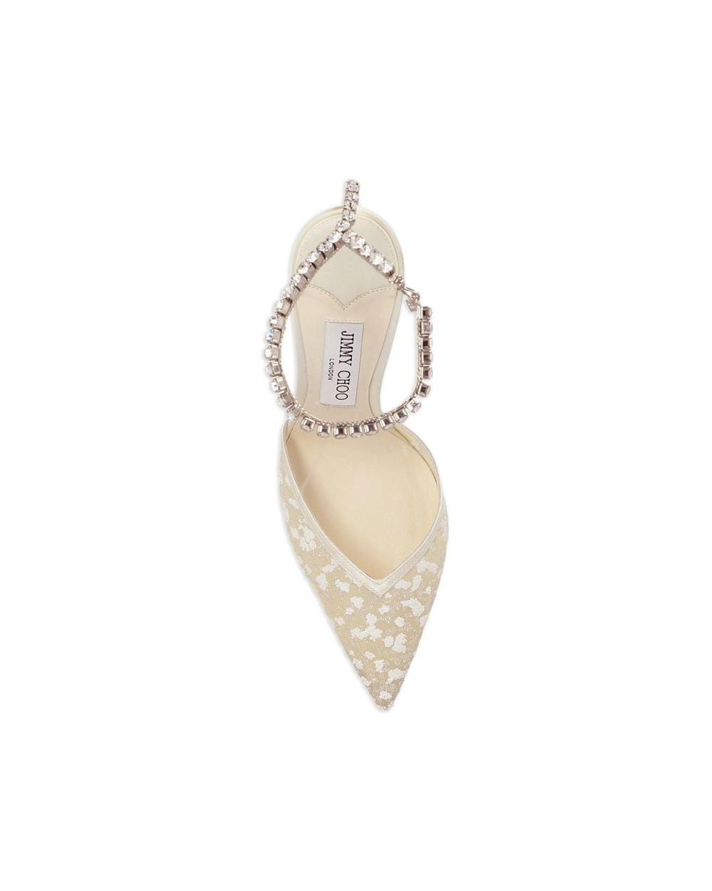 Jimmy Choo White Saeda Crystal-Embellished Pumps