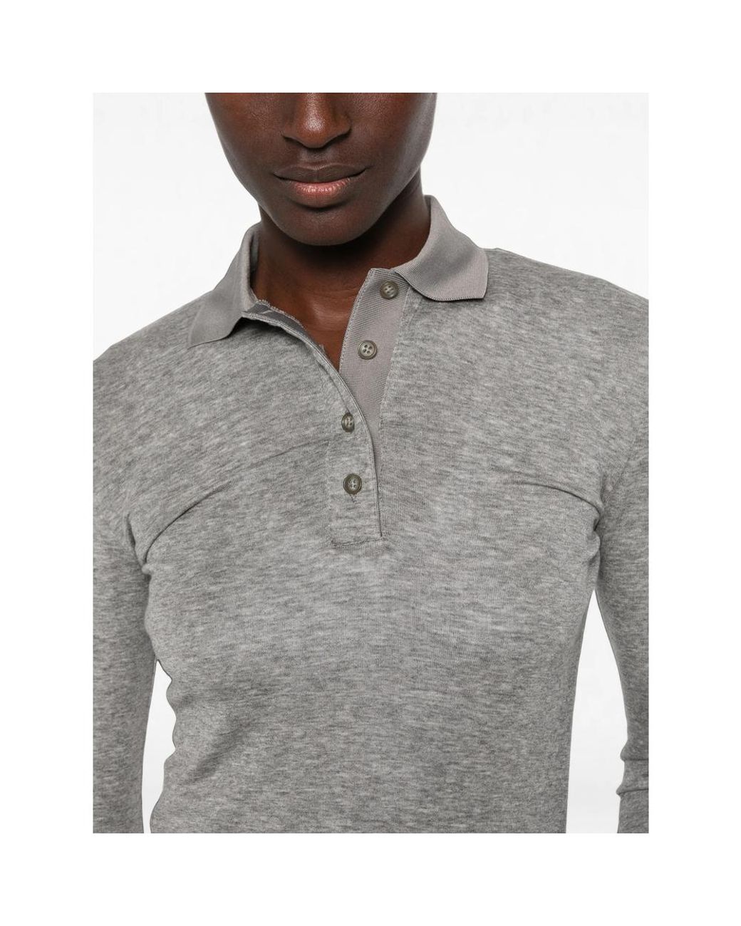 Entire studios Gray Long-Sleeve Polo Shirt