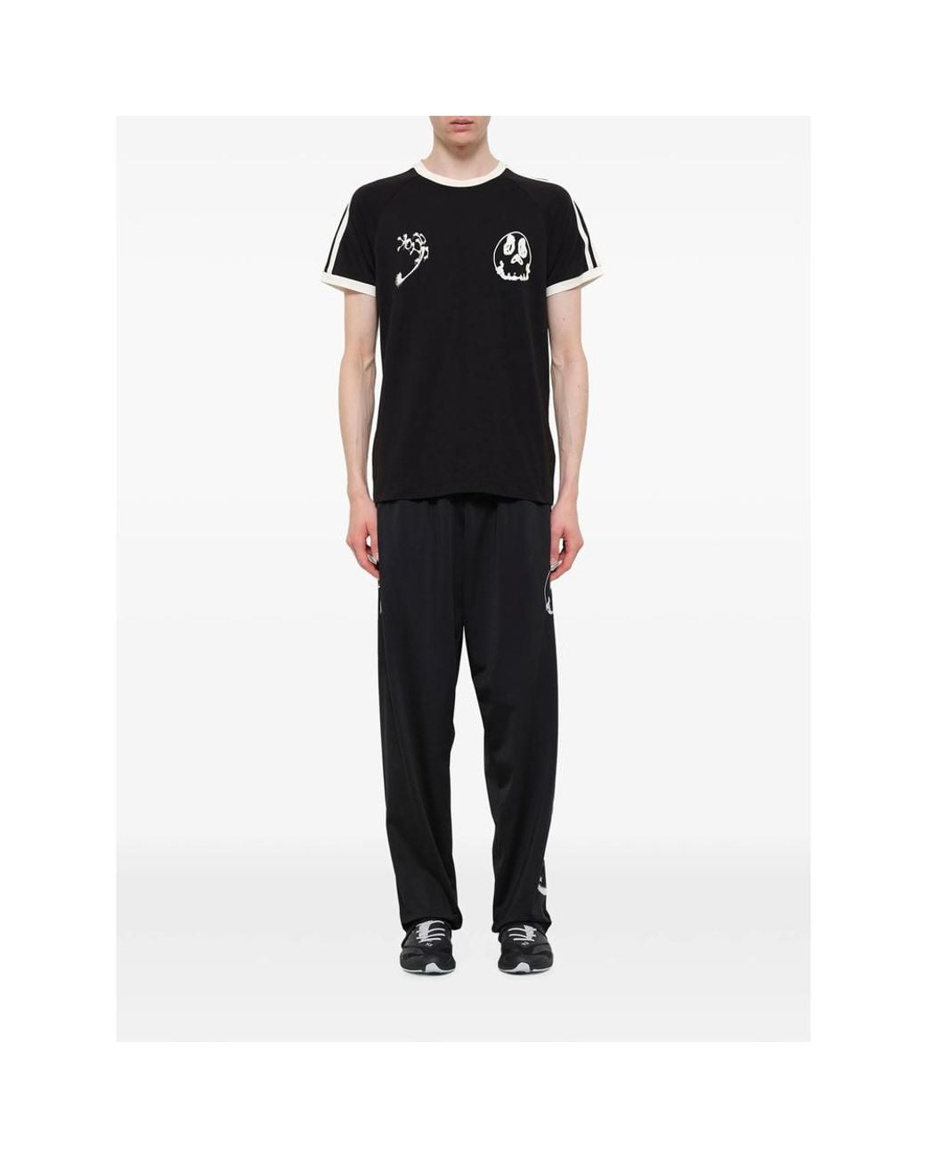 Y-3 Black Skull-Print 3-Stripes T-Shirt for men