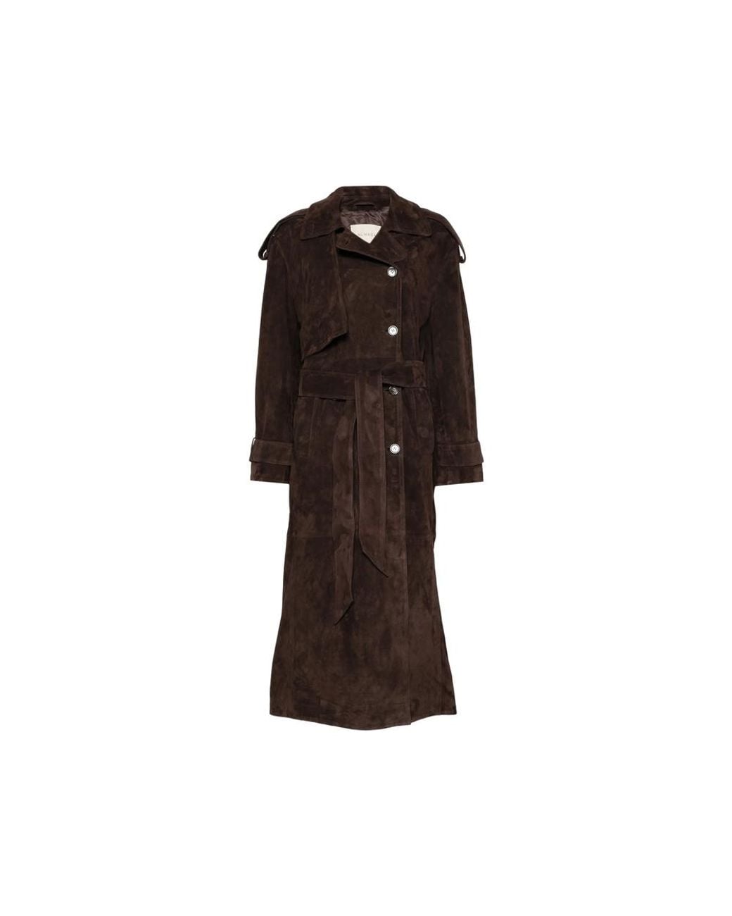 Almala Brown Belted Suede Trench Coat