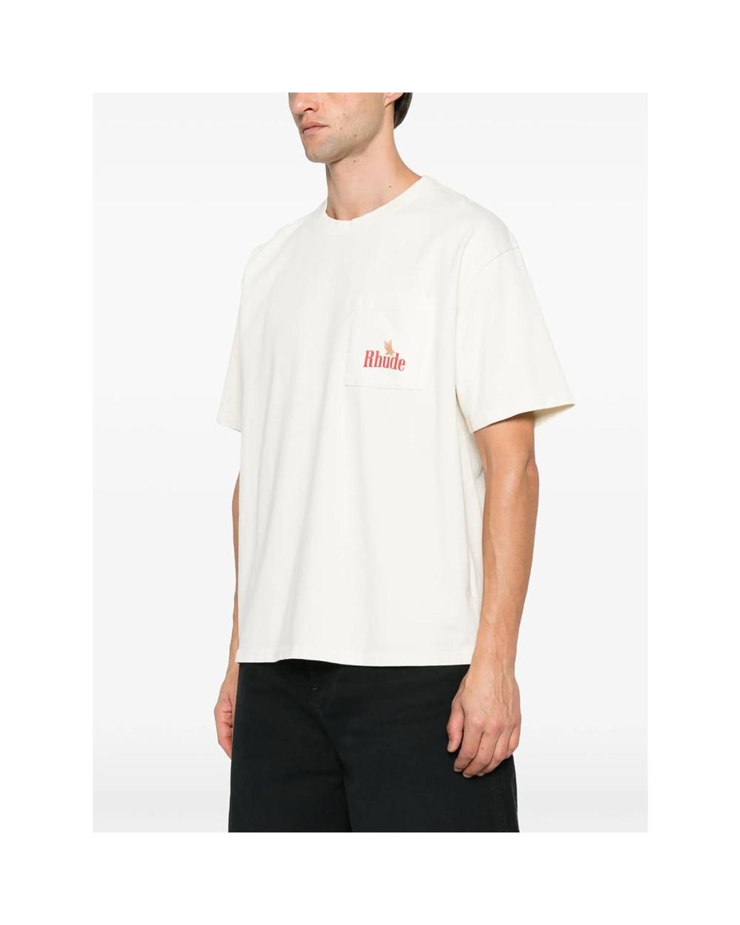 R H U D E © White American Spirit Logo-Print Pocket T-Shirt for men