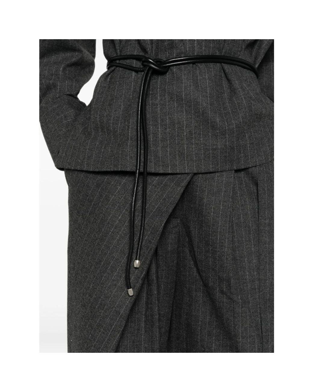 LA PISCINE Gray Pinstripe-Pattern Wrap-Style Trousers