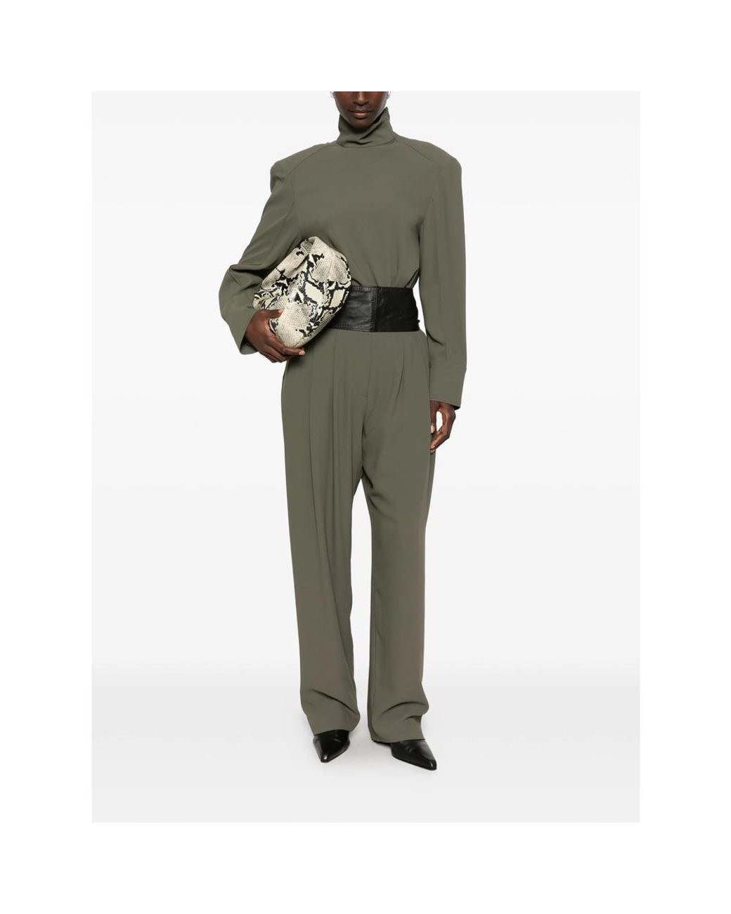IRO Green Oakland Pleated Wide-Leg Trousers