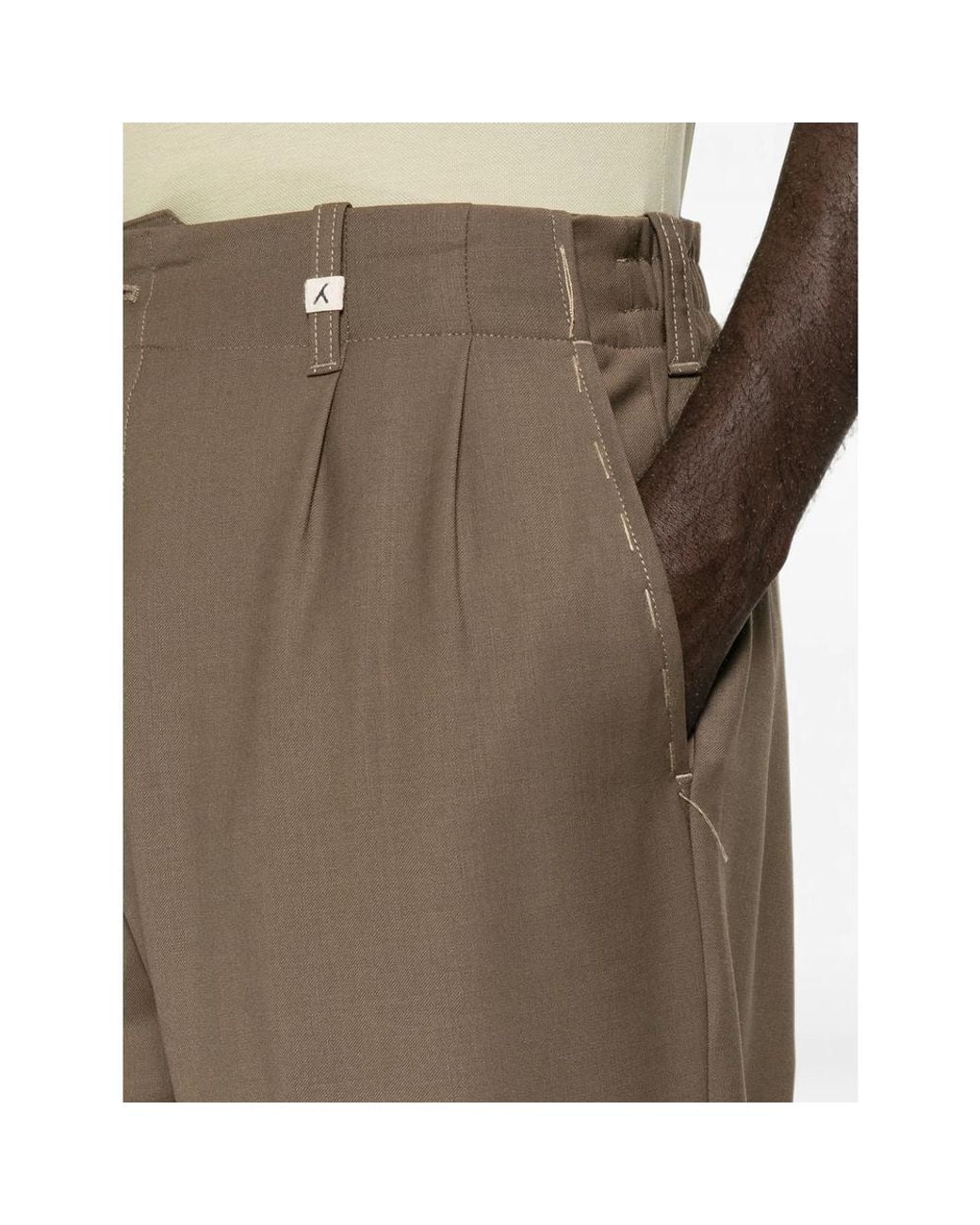 Myths Brown Pleated-Front Straight-Leg Trousers for men