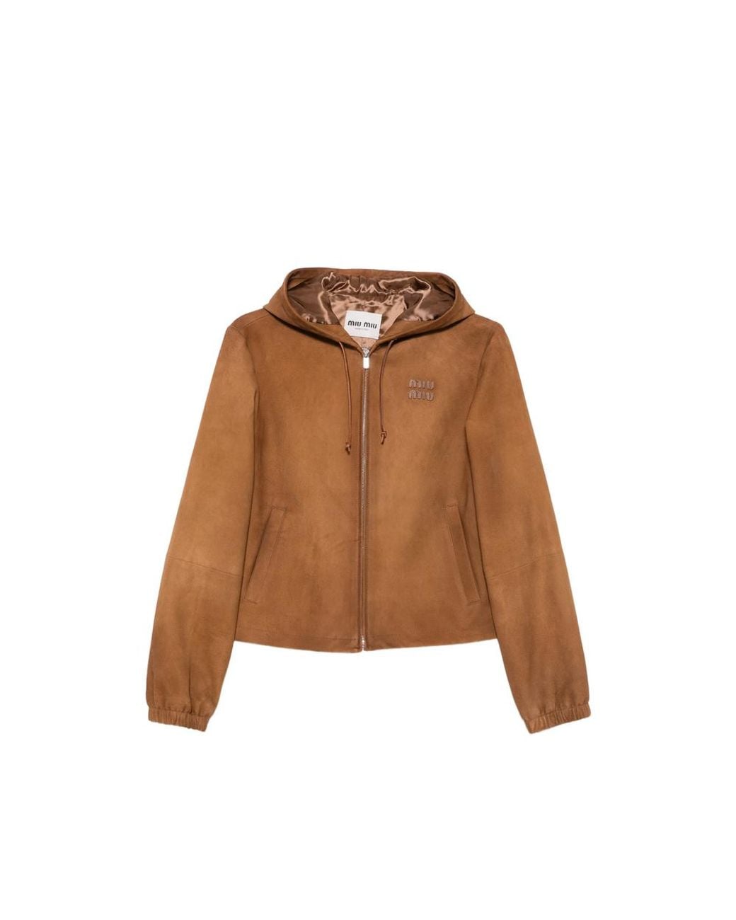 Miu Miu Brown Waxed Suede Blouson Jacket