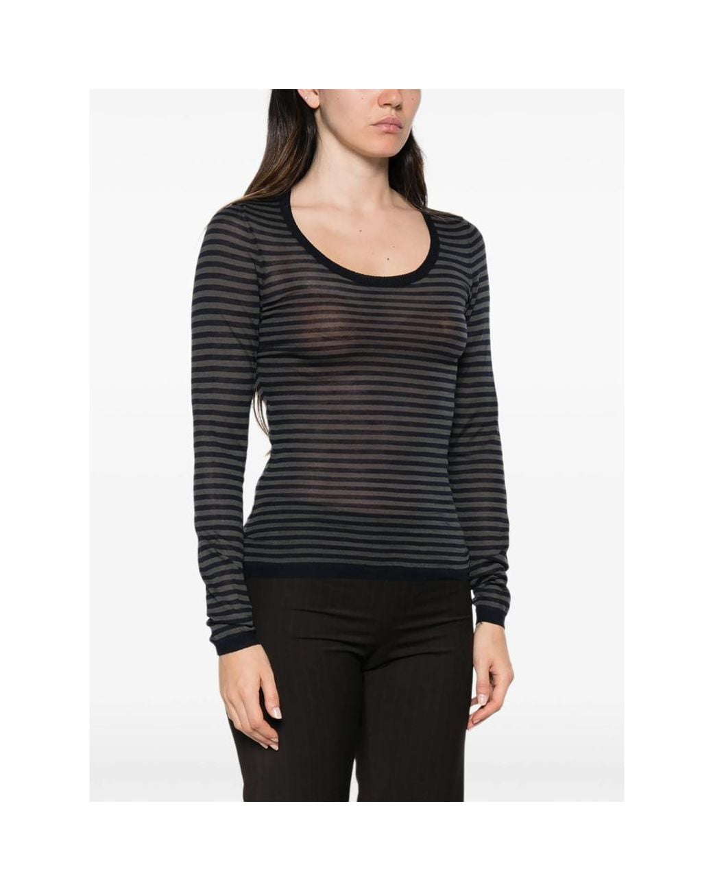 Paloma Wool Black Garul Striped Scoop-Neck Sweater