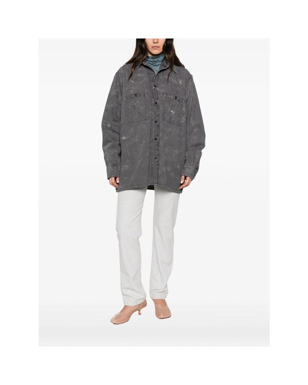 MM6 by Maison Margiela Gray Distressed Denim Jacket for men