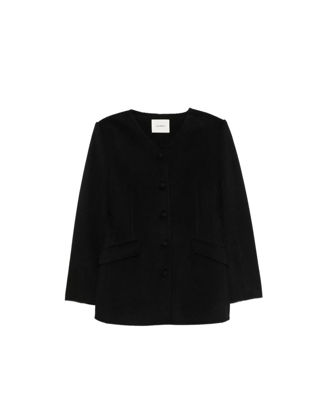 Lisa Yang Black V-Neck Single-Breasted Coat