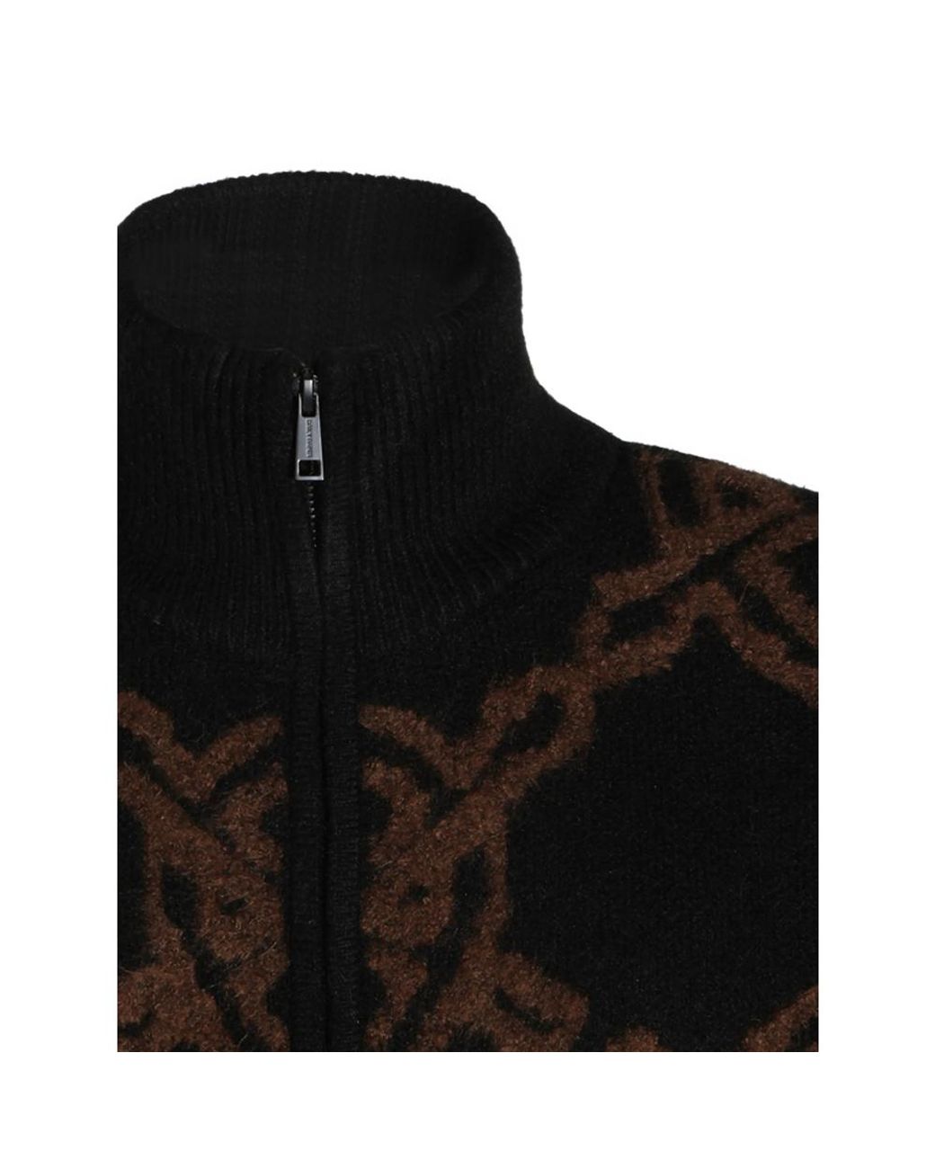 Daily Paper Black Shield Monogram-Pattern Zip-Up Sweater for men