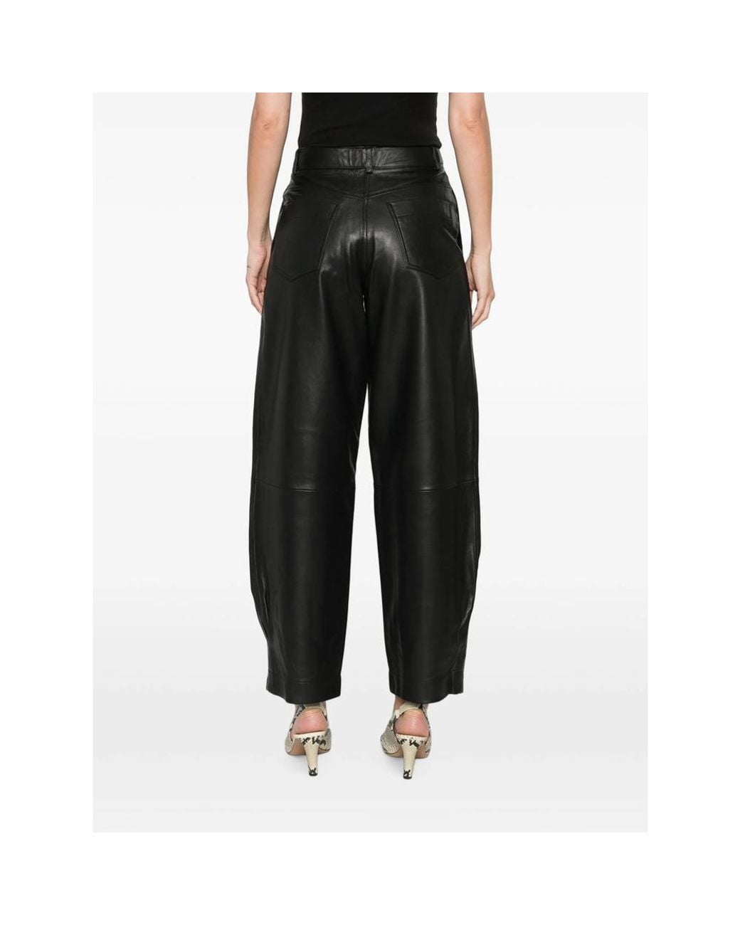 Sessun Gray Carlea Leather Tapered Trousers