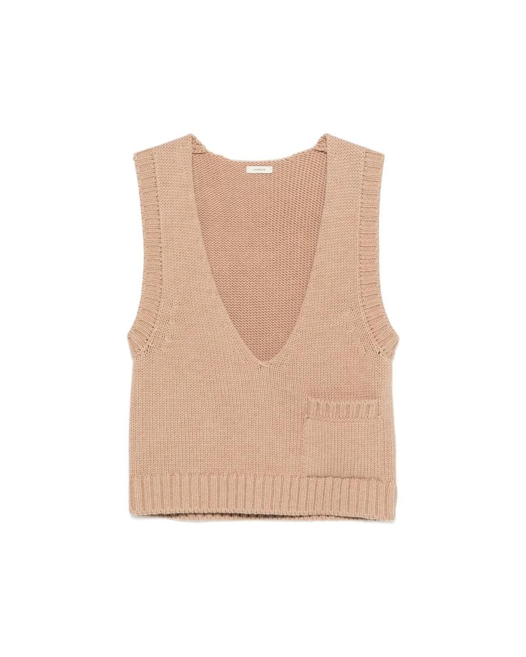 LAMRONS Natural V-Neck Ribbed-Knit Vest