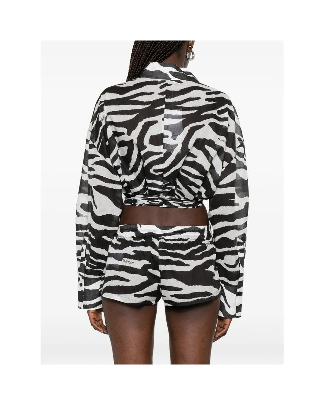 The Attico Black Zebra-Pattern Blouse