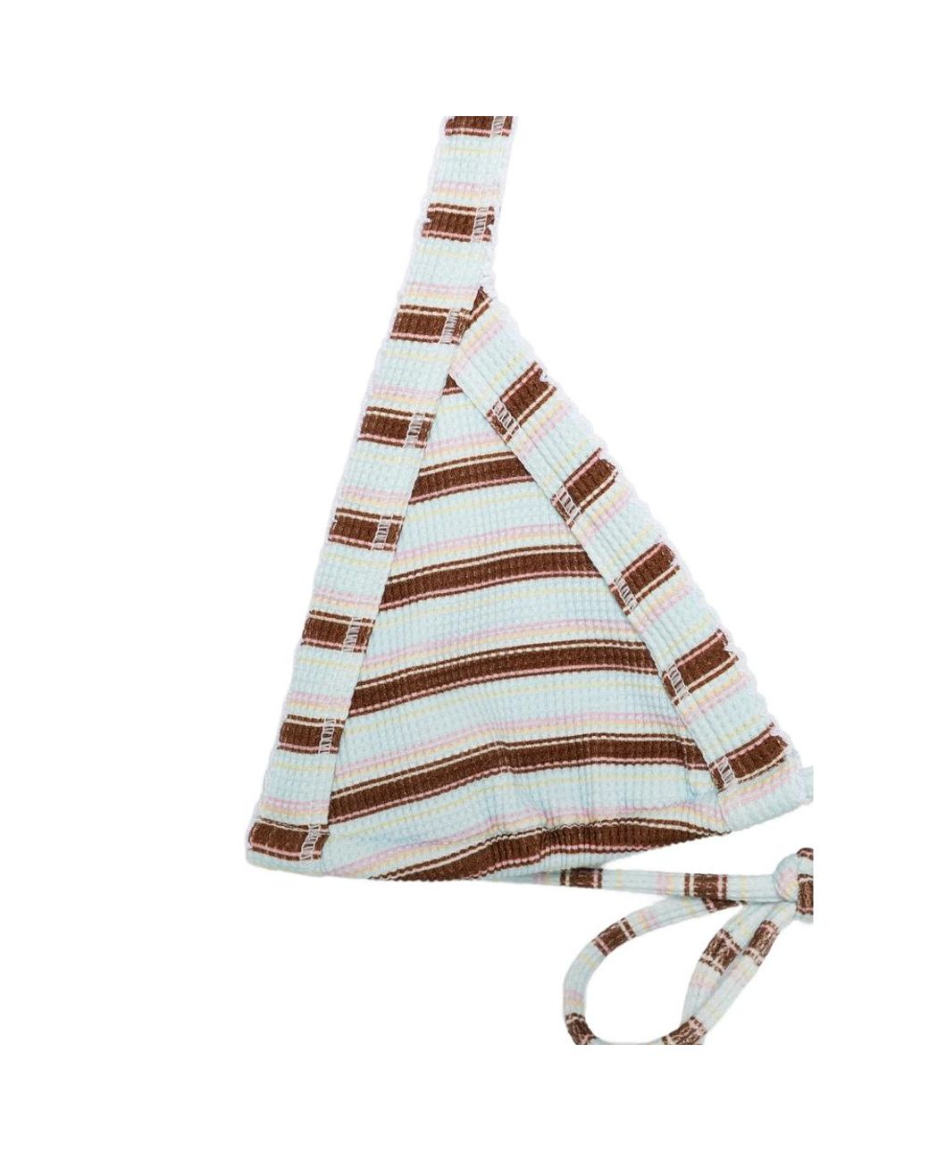 Frankie's Bikinis White Taite Thermal Striped Bikini Top