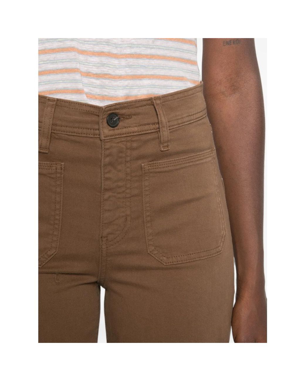FRAME Brown Le Slim Patch-Pocket Wide-Leg Jeans