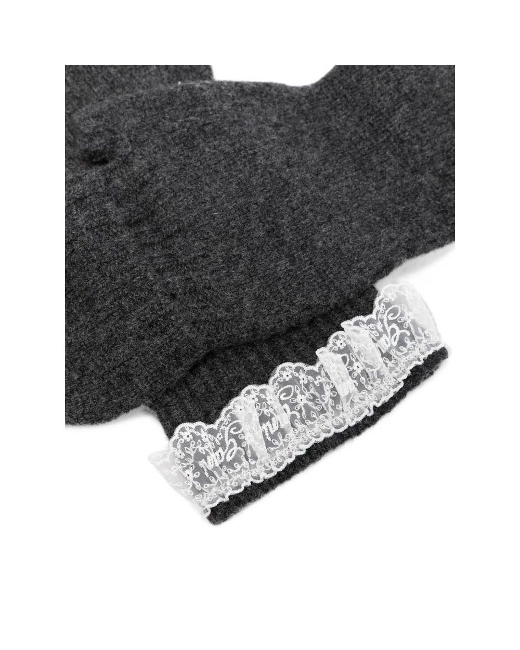 Ganni Black Wool Mittens