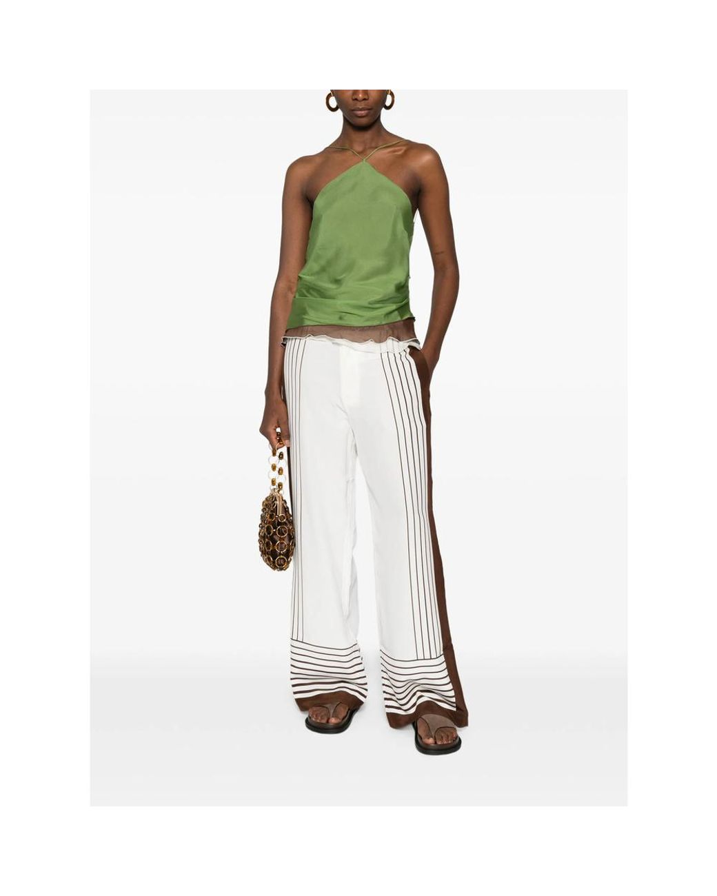Sir Brown Leilana Striped Tailored Trousers