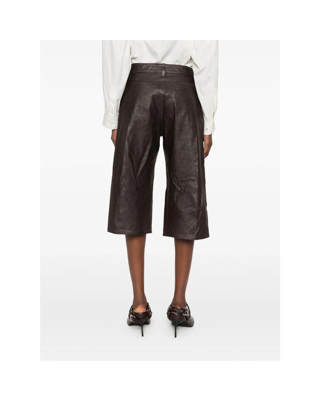 Lemaire Gray Leather Shorts