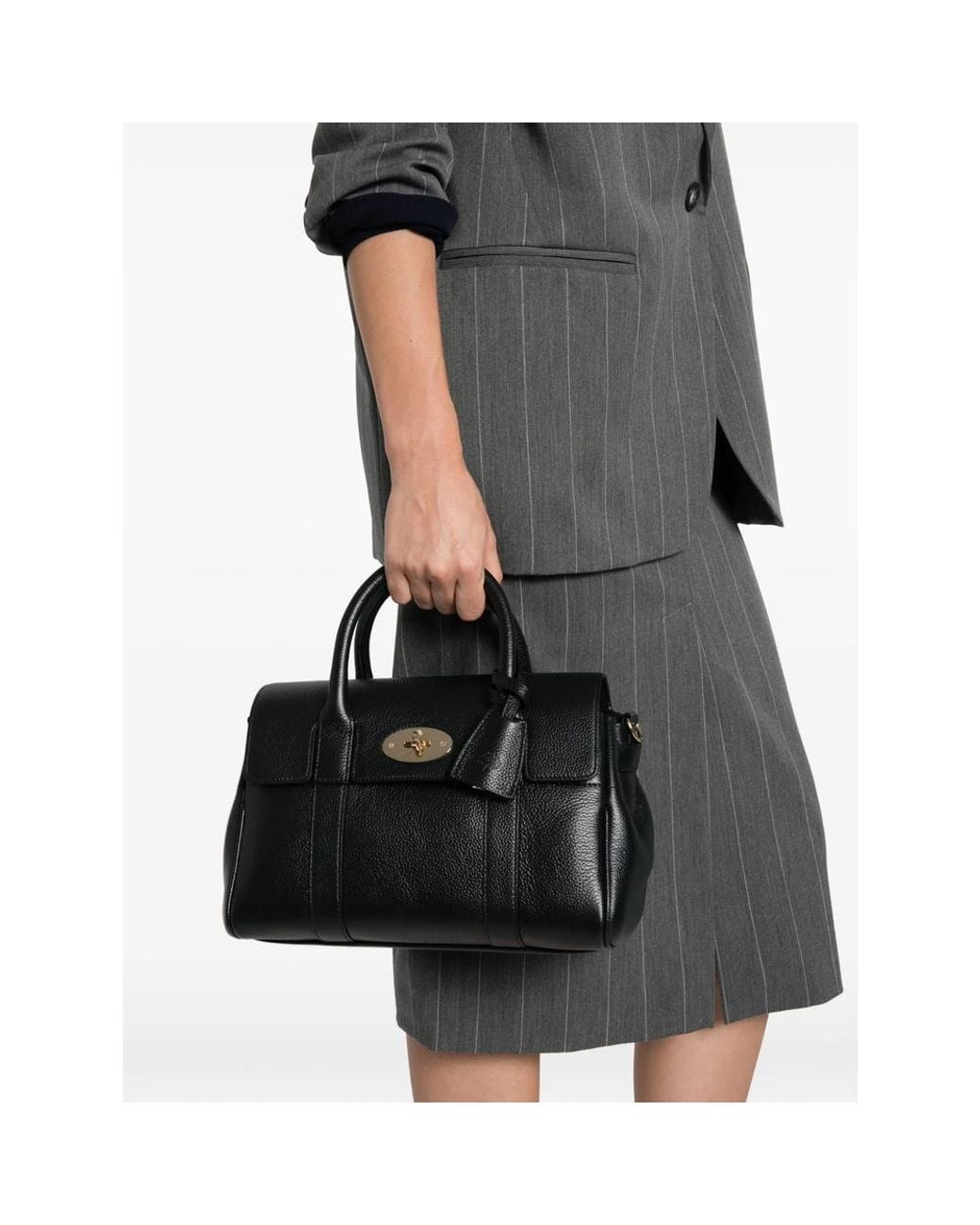 Mulberry Black Small Bayswater Grained-Leather Tote Bag
