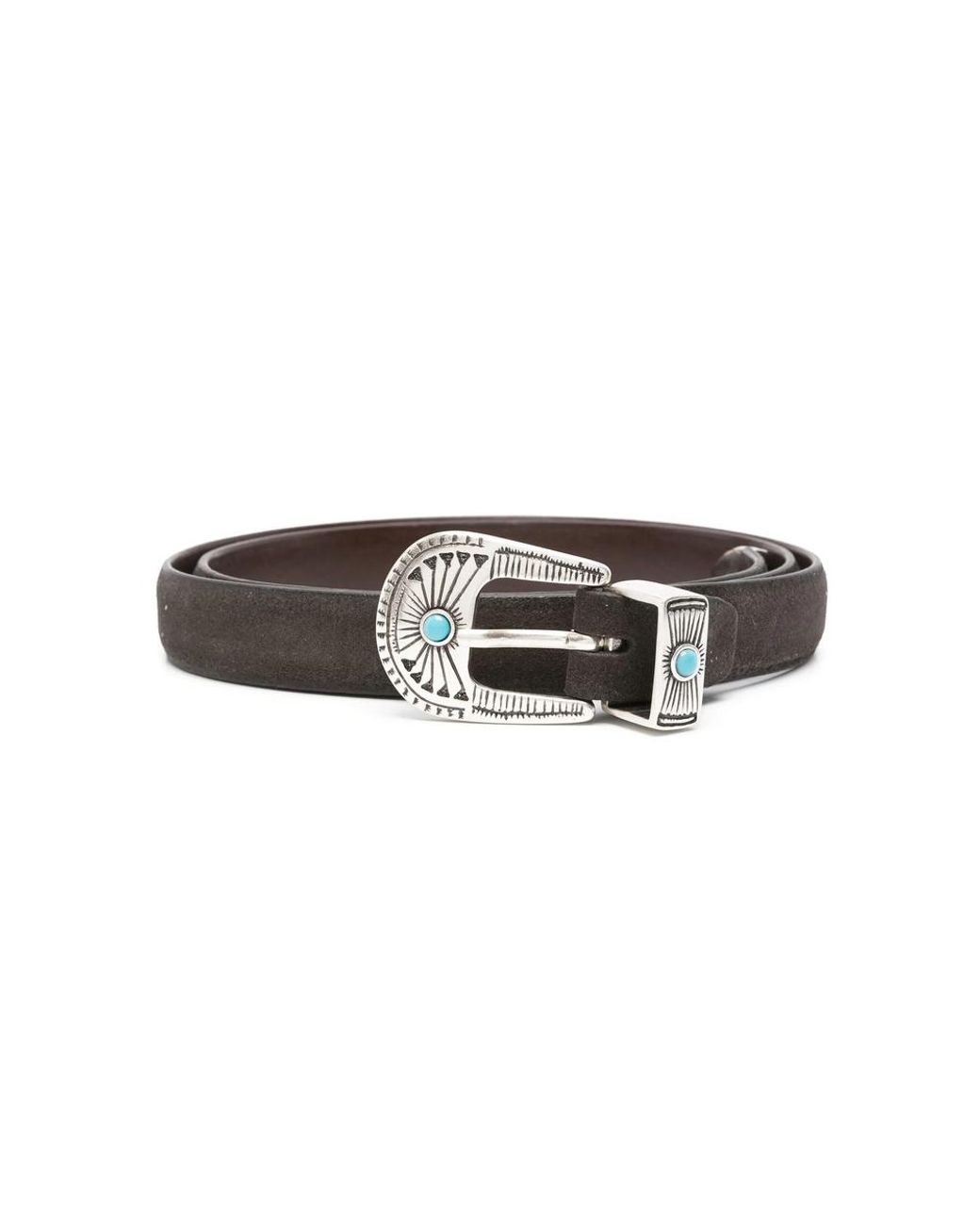 Eraldo Black Engraved-Detail Suede Belt for men