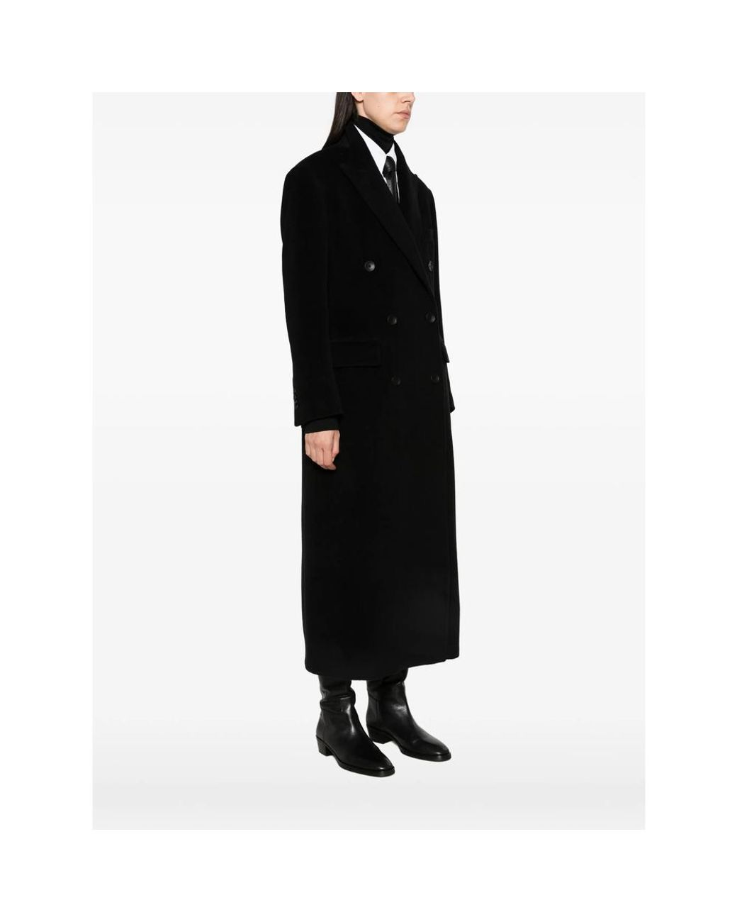 Tagliatore Black Caitlyn Double-Breasted Peak-Lapel Coat