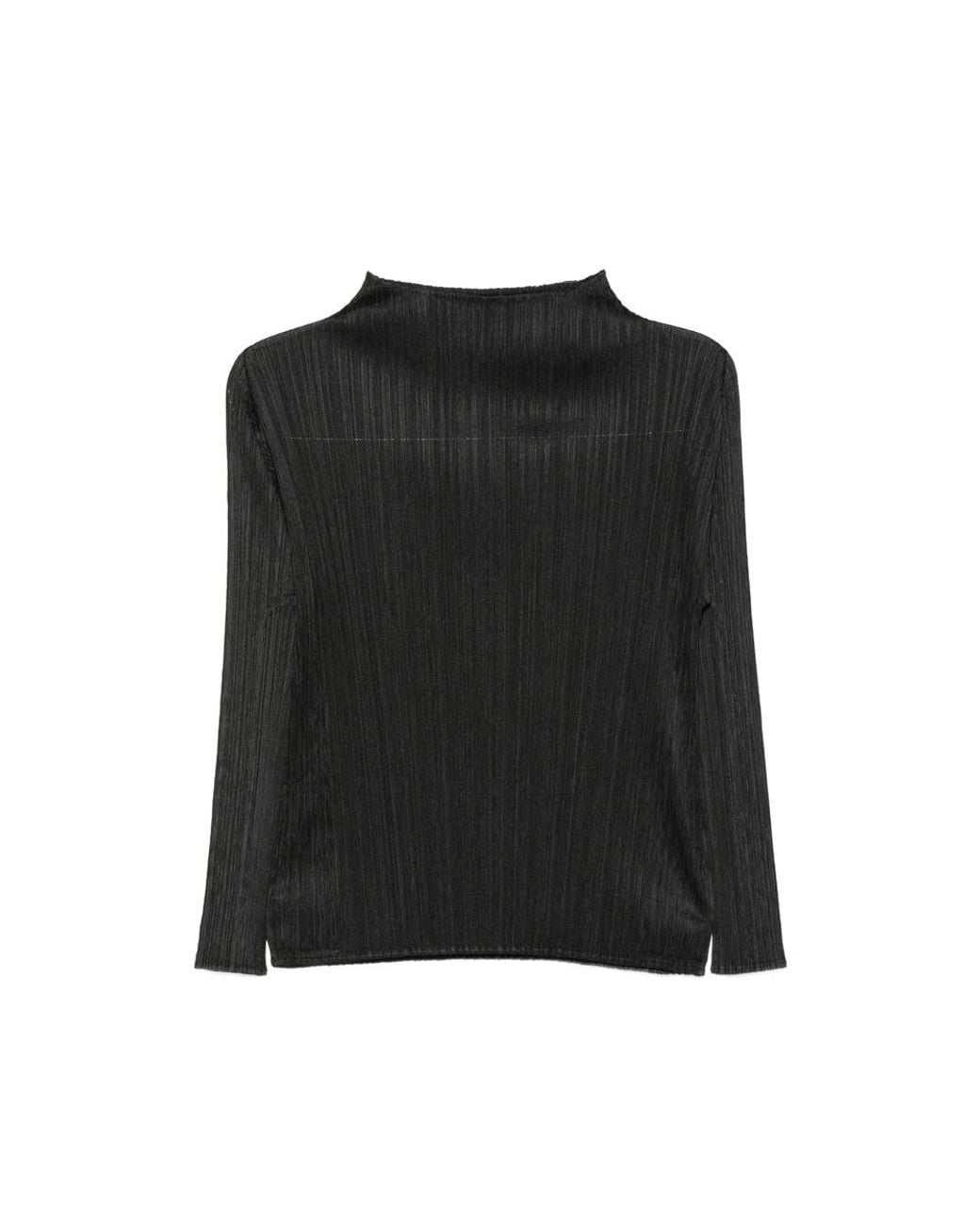 Pleats Please Issey Miyake Black Pleated Long-Sleeve Top