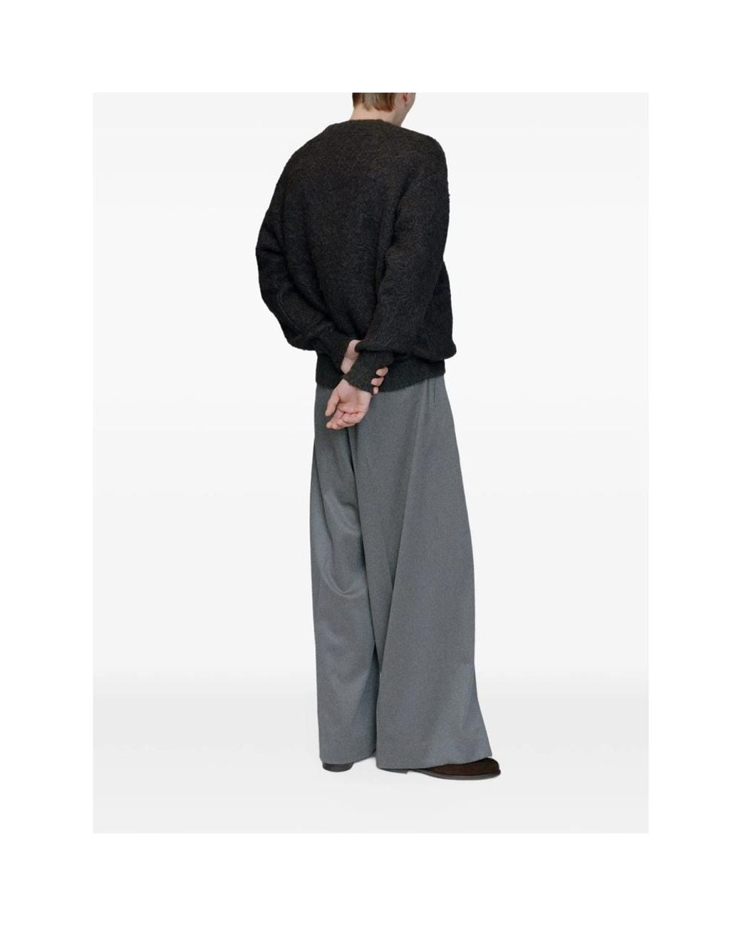 Ssstein Blue Jacquard-Knit Brushed Sweater for men