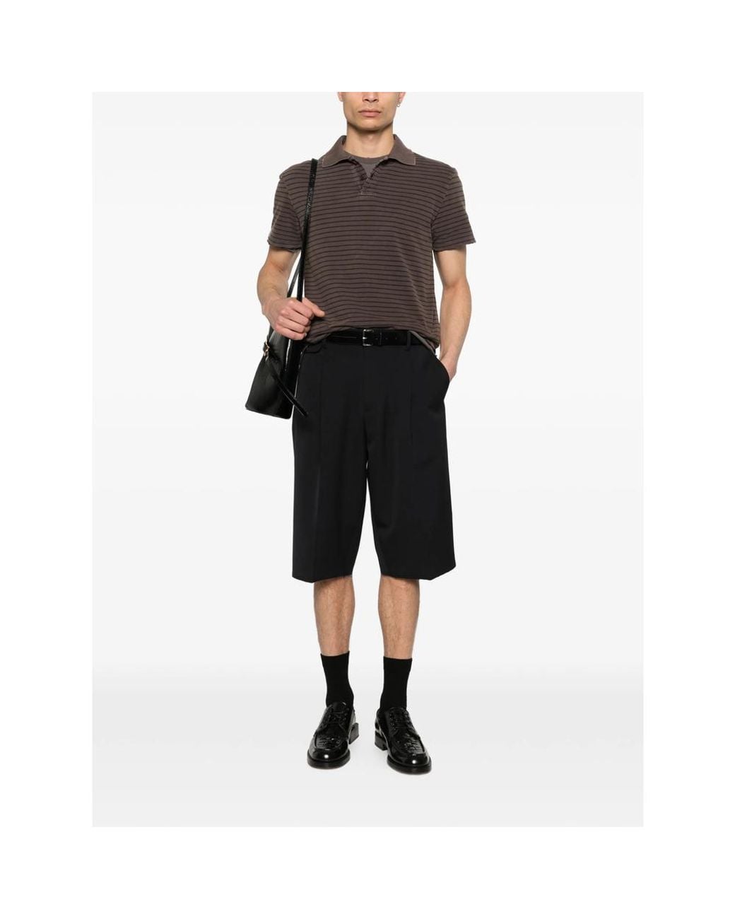 TONYWACK Brown Striped Polo Shirt for men
