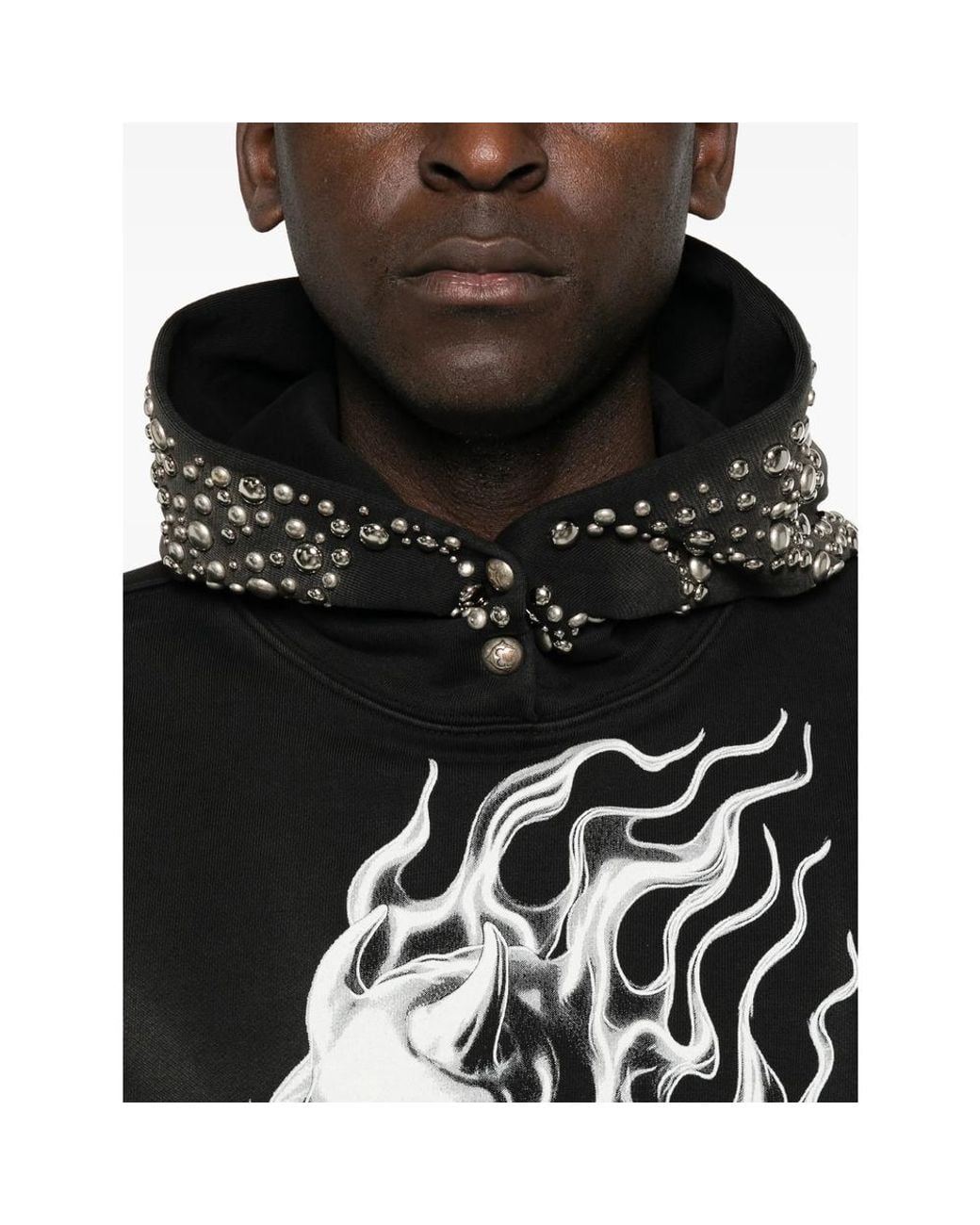 THUG CLUB Black Skull-Print Stud-Embellished Hoodie for men