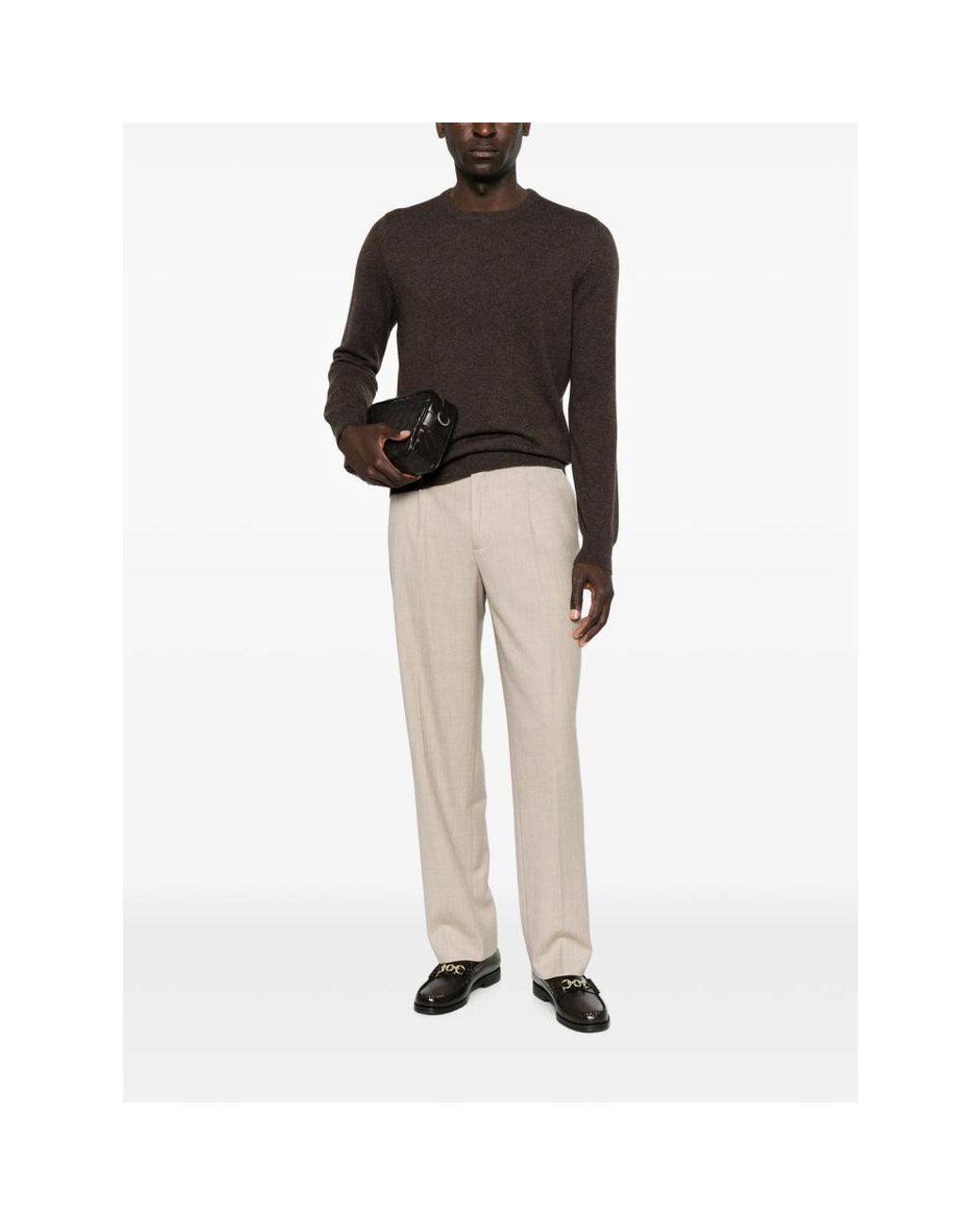 La Fileria Brown Crew-Neck Long-Sleeve Knit for men