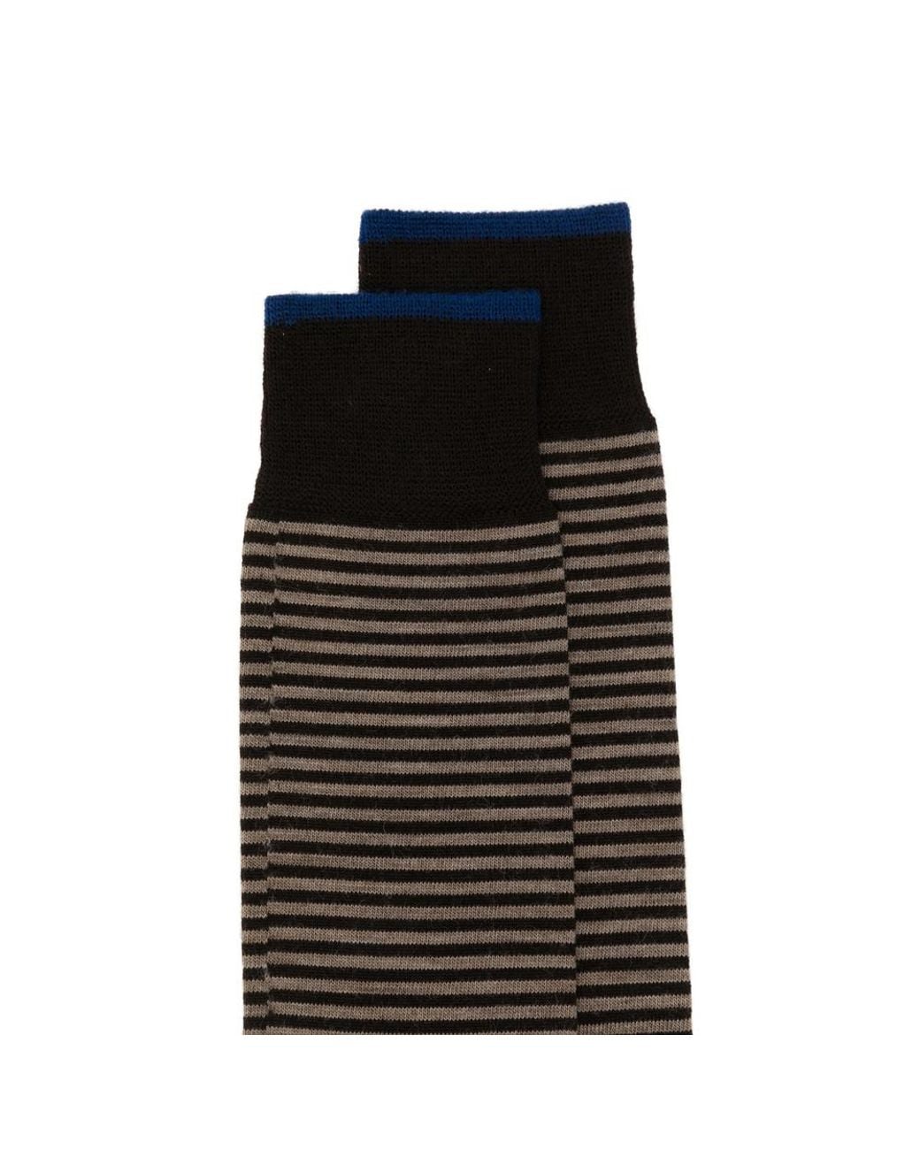 ANT45 Brown Thin Short Striped Ribbed-Knit Socks for men