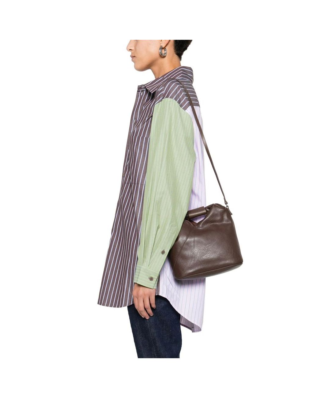 MM6 by Maison Margiela Brown Diagonal-Seam Shoulder Bag