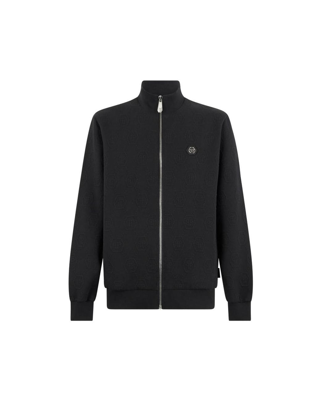 Philipp Plein Black Tracksuit Jacket Jacquard Monogram for men