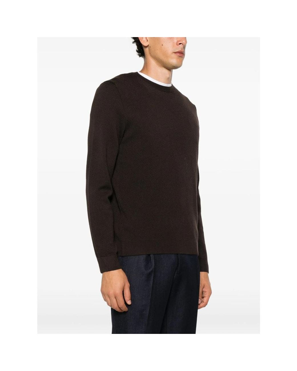 ZANONE-SLOWEAR Black Waffle-Knit Sweater for men