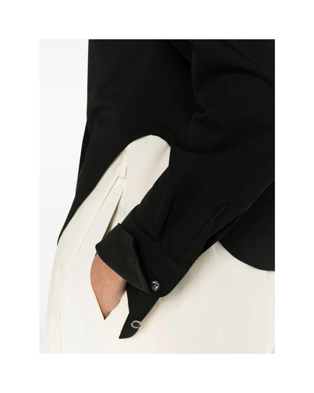Covert Black Curved-Hem Shirt