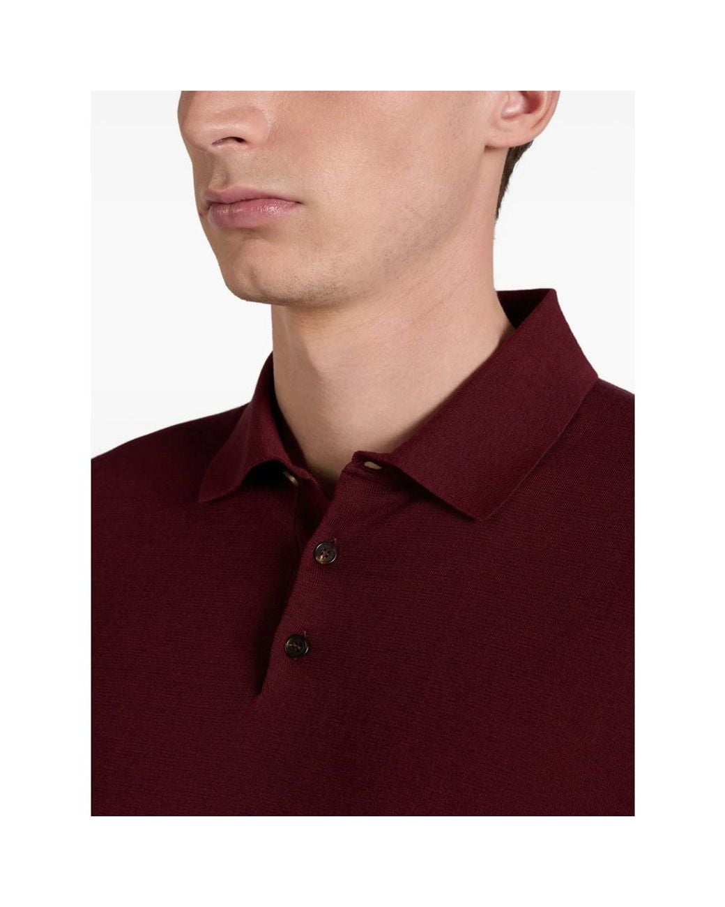 ZANONE-SLOWEAR Red Buttoned Polo Shirt for men