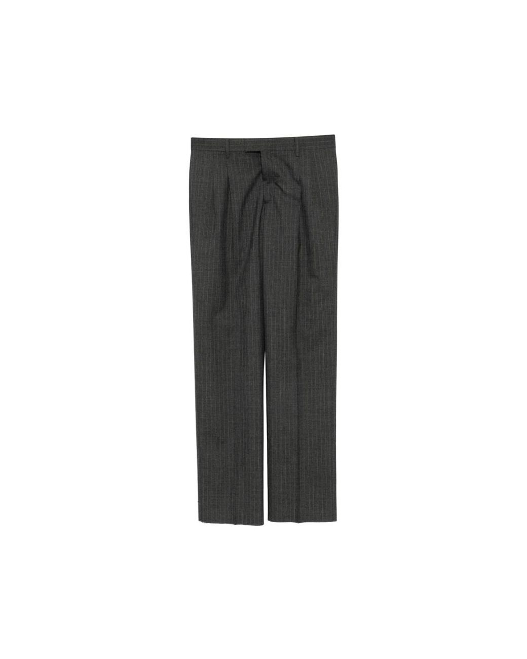Lardini Black Pinstripe Pleated-Design Trousers for men