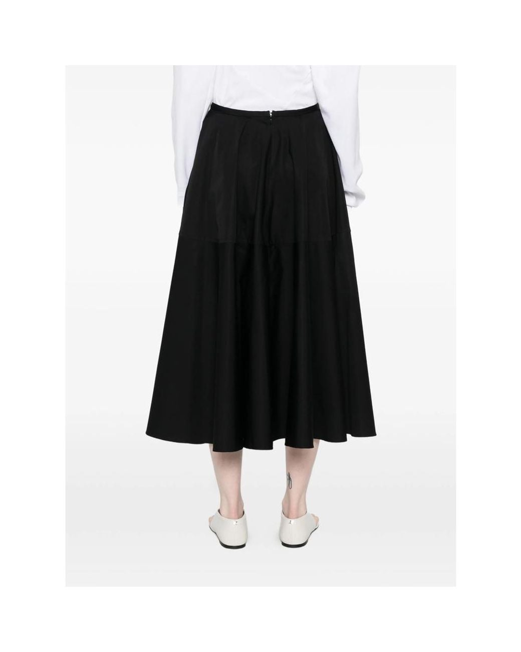 BITE STUDIOS Black Zip-Fastening Midi Skirt
