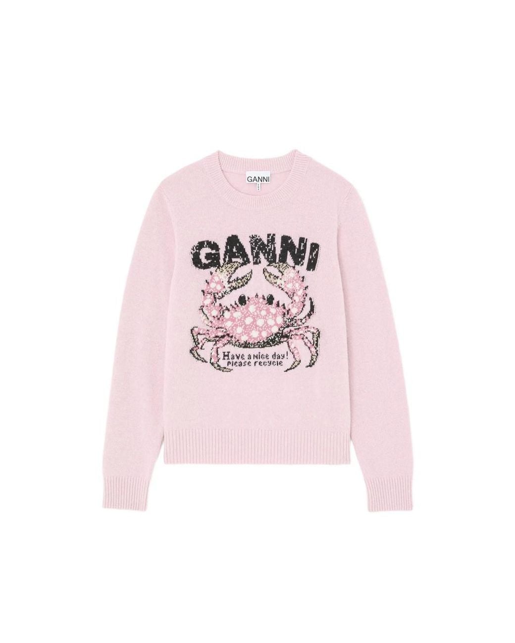 Ganni Pink Sweater With Crab
