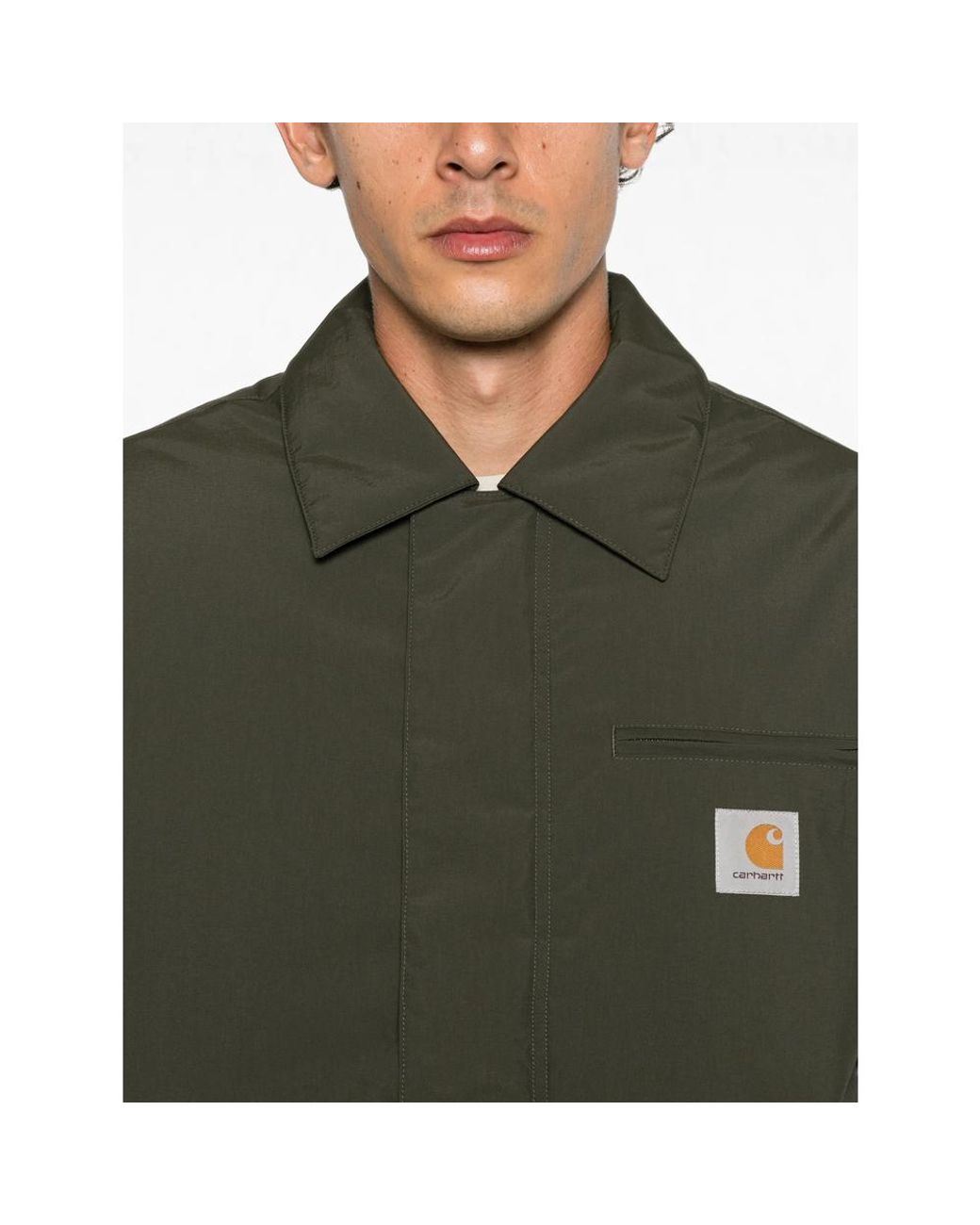 Carhartt Green Logo-Patch Zip-Up Jacket for men