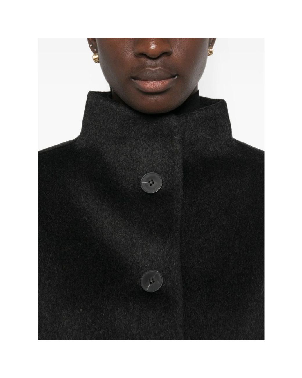 The Dynamis Studio Black High-Neck Patch-Pocket Coat