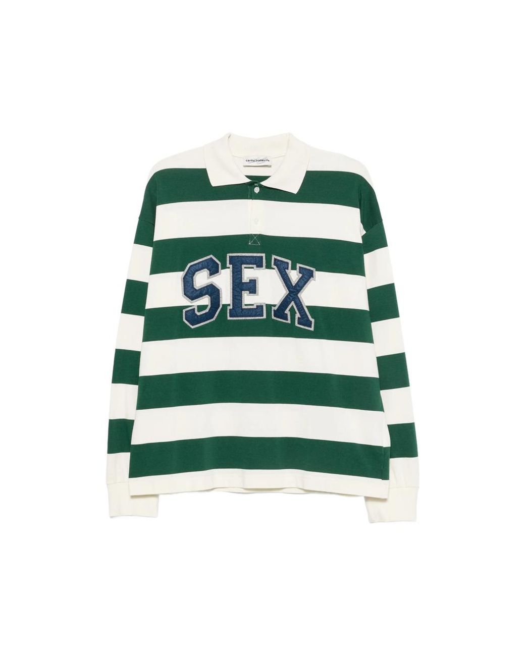 Carne Bollente Green Striped-Pattern Polo Shirt for men