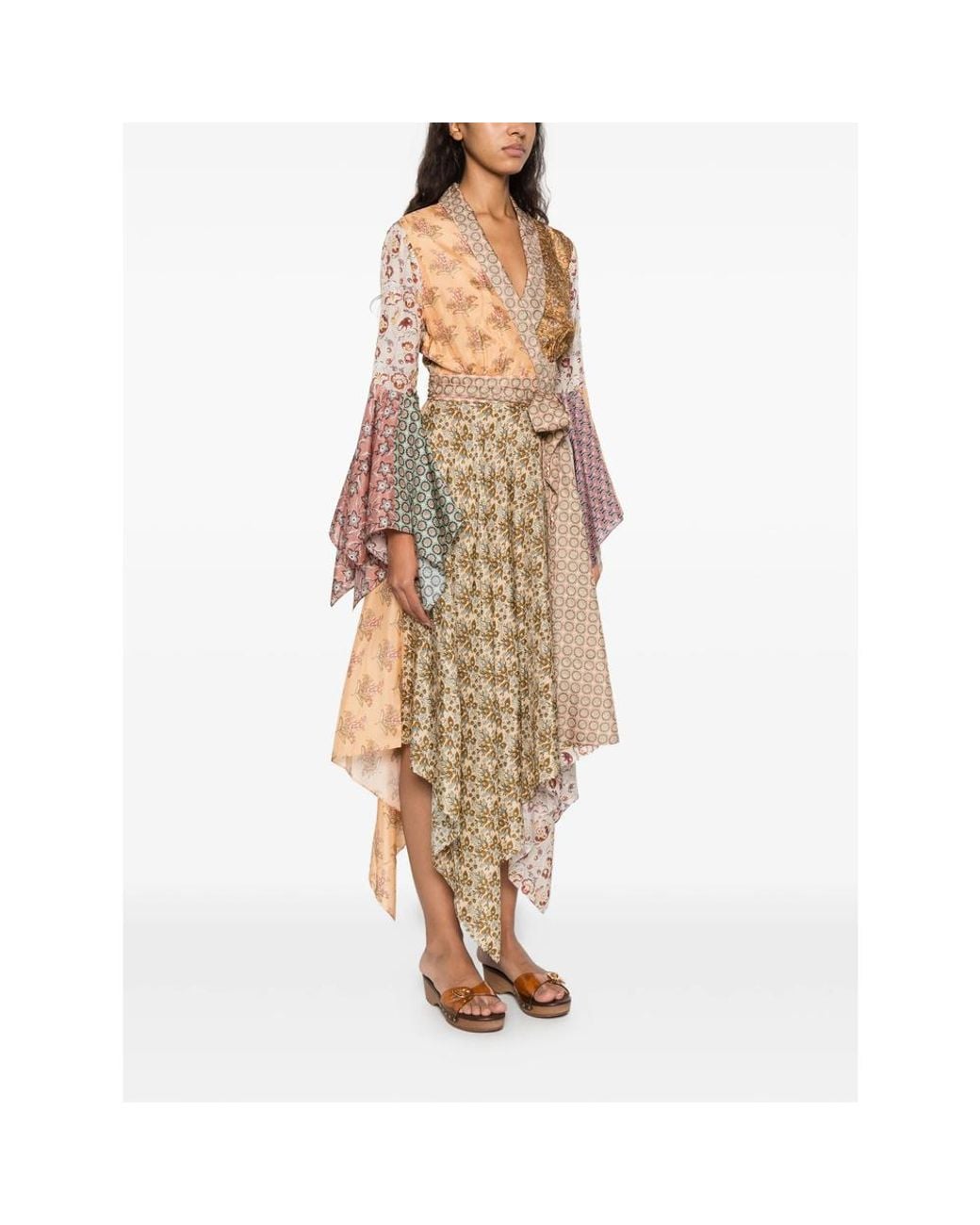 Zimmermann White Fairlight Patchwork Handkerchief-Hem Midi Dress